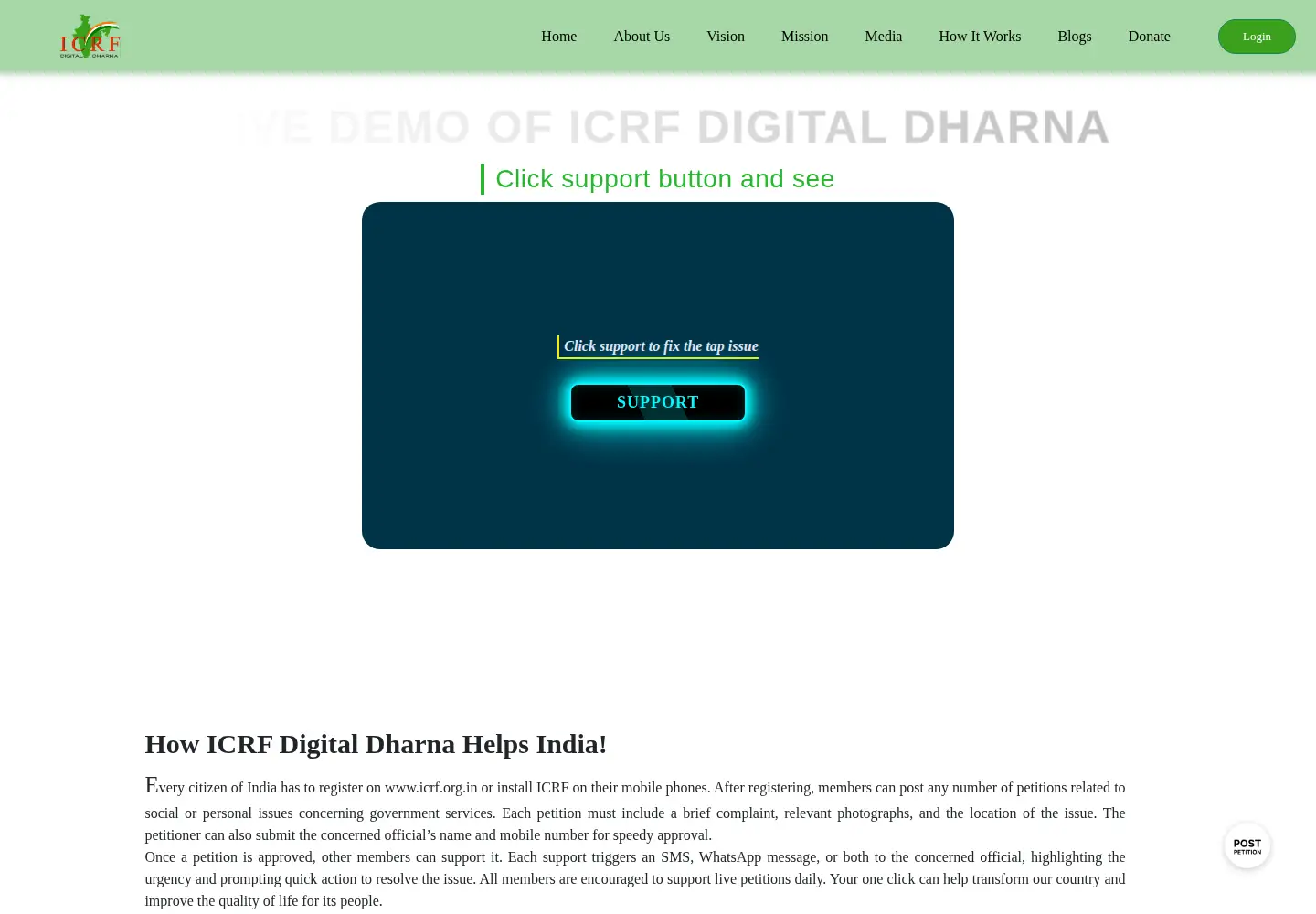 Screenshot of icrf.org.in