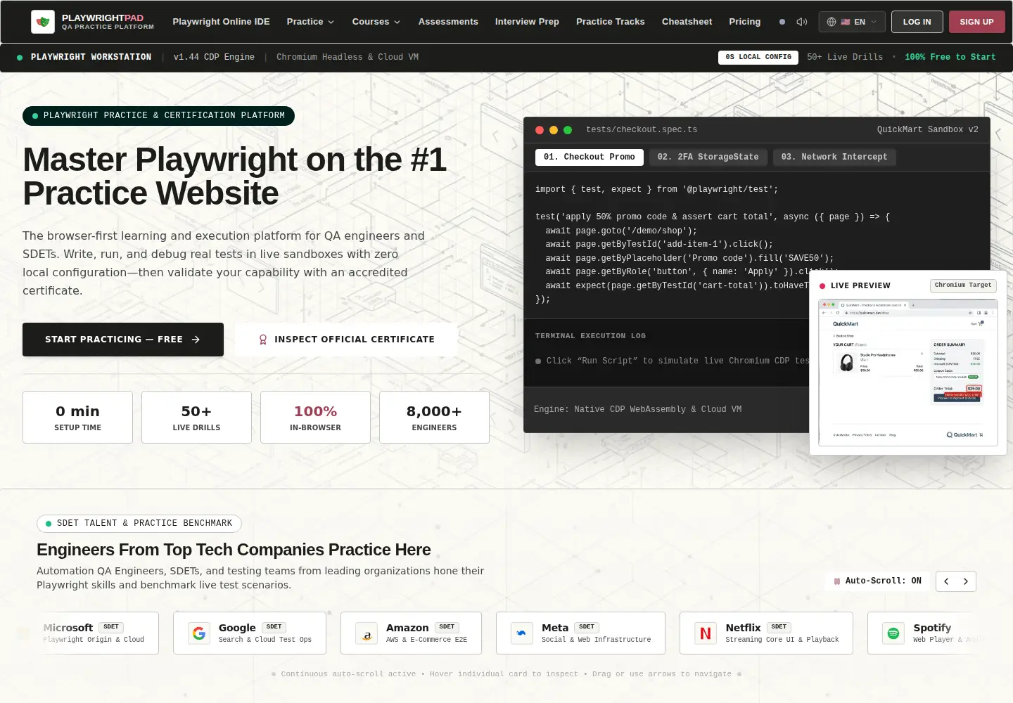Screenshot of playwrightpad.in