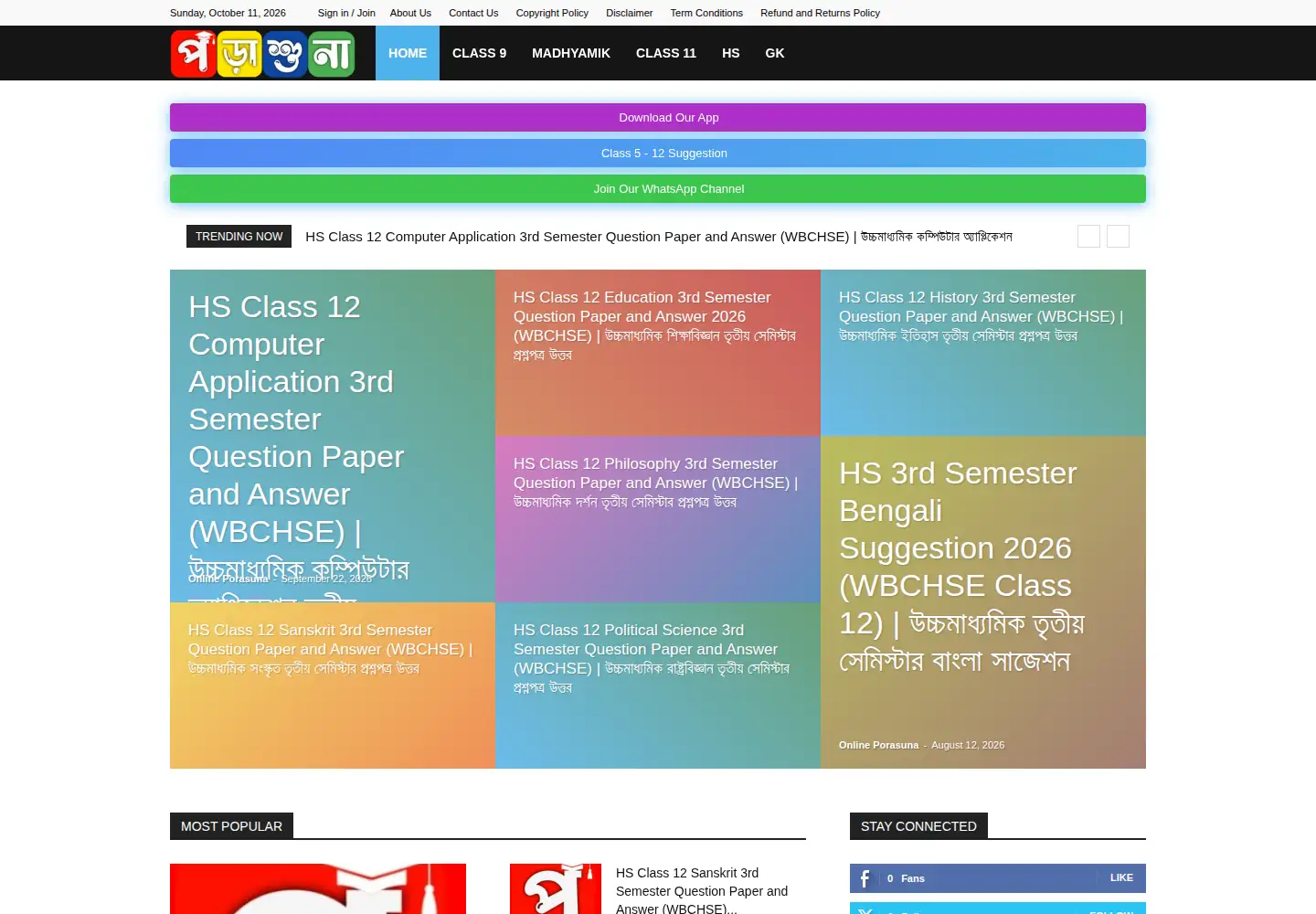 Captured homepage of porasuna.in in the current scan