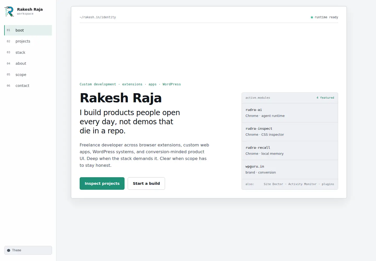 Captured homepage of rakesh.in in the current scan