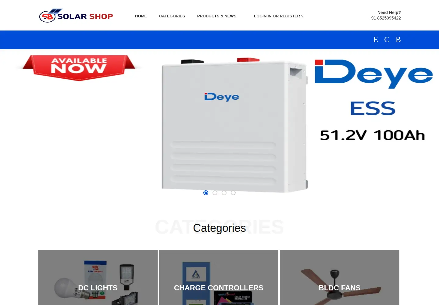 Captured homepage of sbsolarshop.in in the current scan