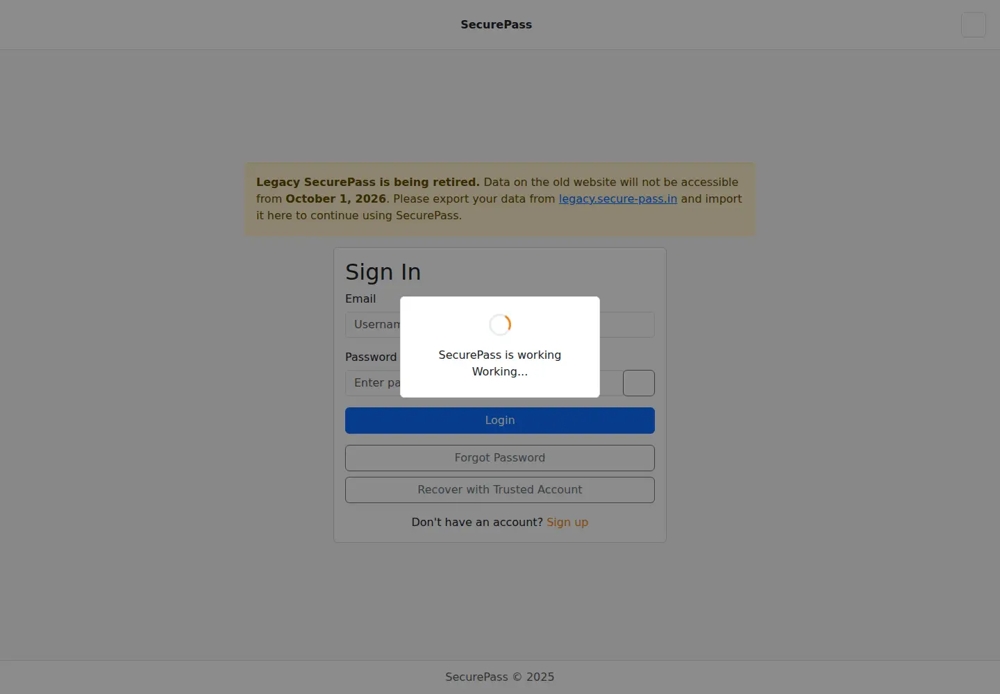 Screenshot of secure-pass.in