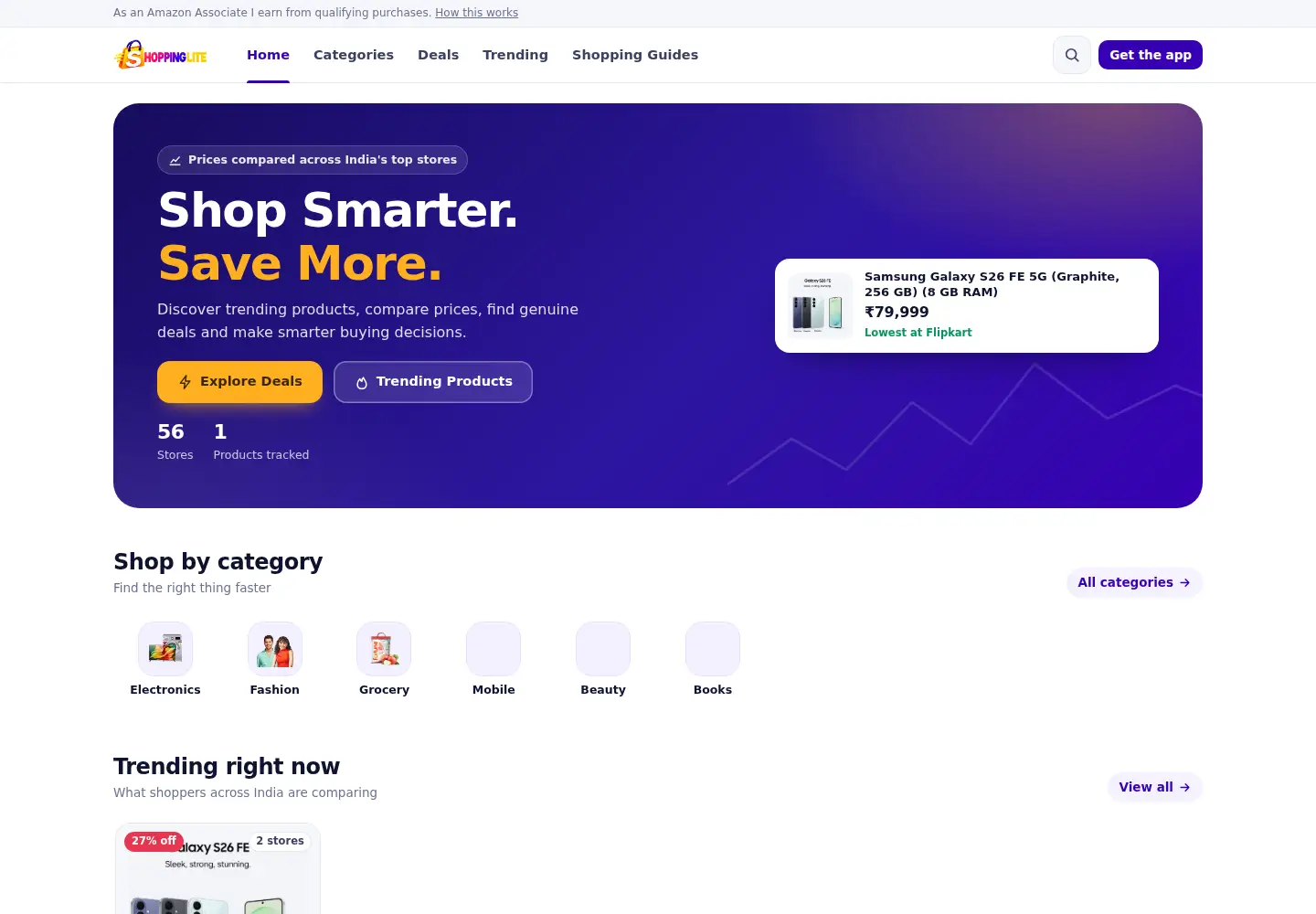 Captured homepage of shoppinglite.in in the current scan