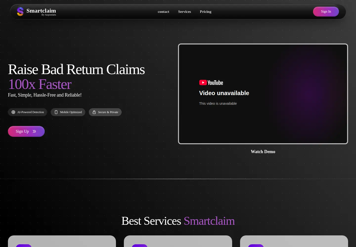 Captured homepage of smartclaim.in in the current scan