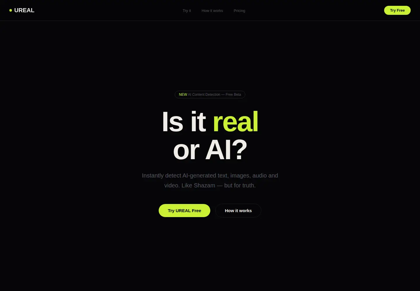 Captured homepage of ureal.in in the current scan