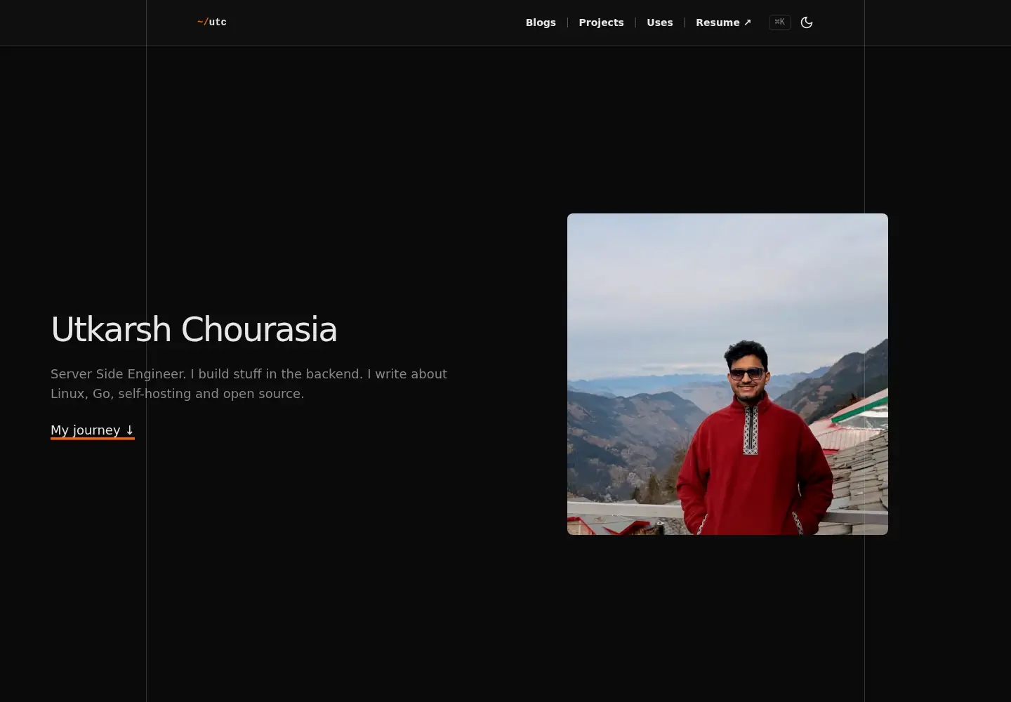 Captured homepage of utkarshchourasia.in in the current scan