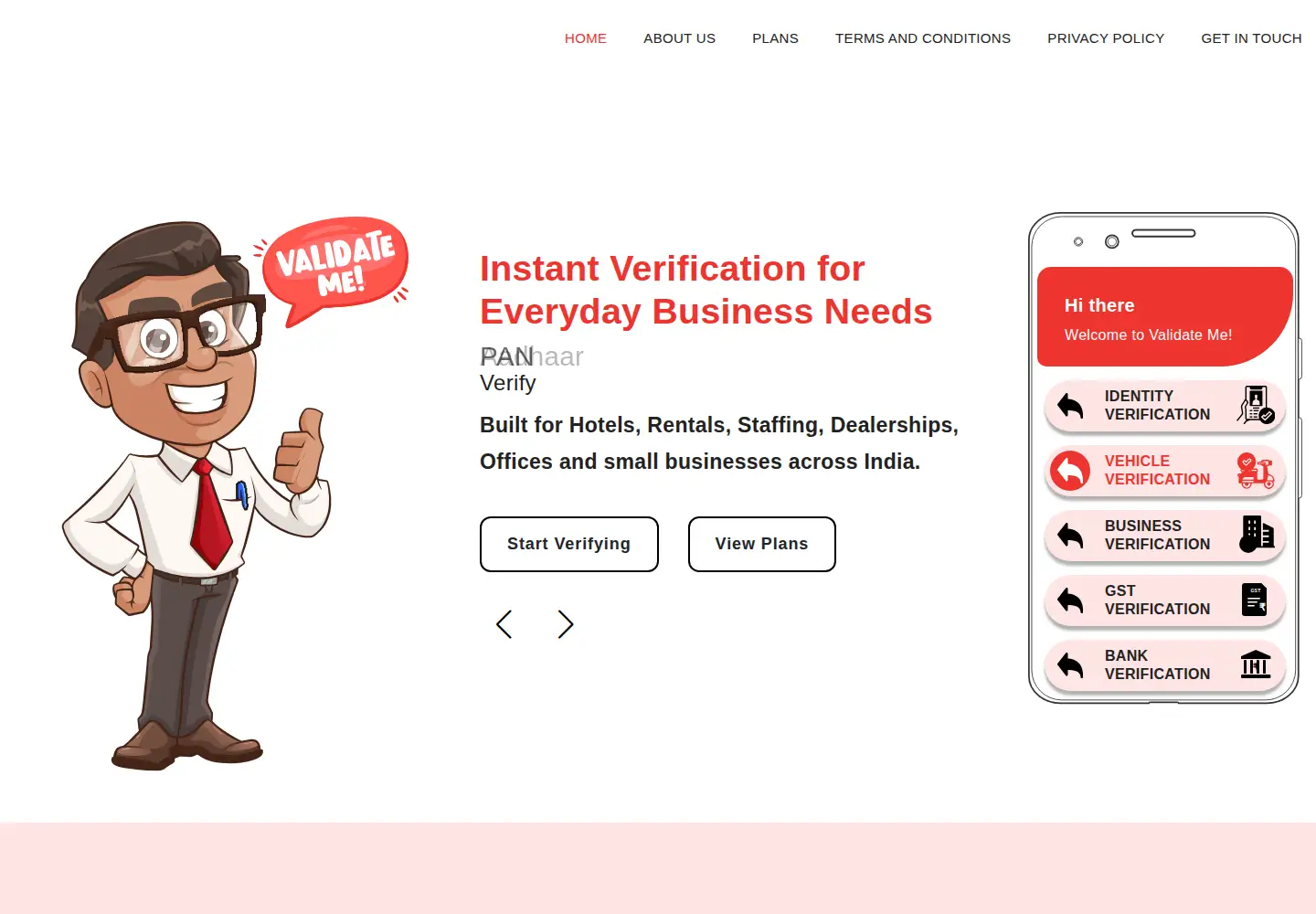 Screenshot of validateme.in