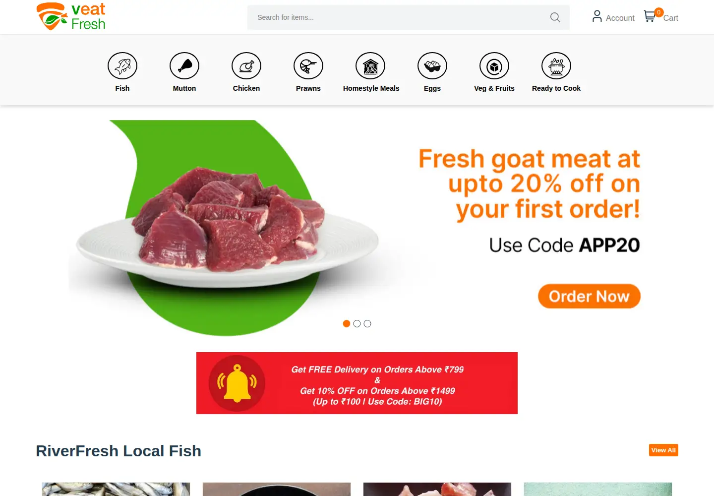 Captured homepage of veatfresh.in in the current scan