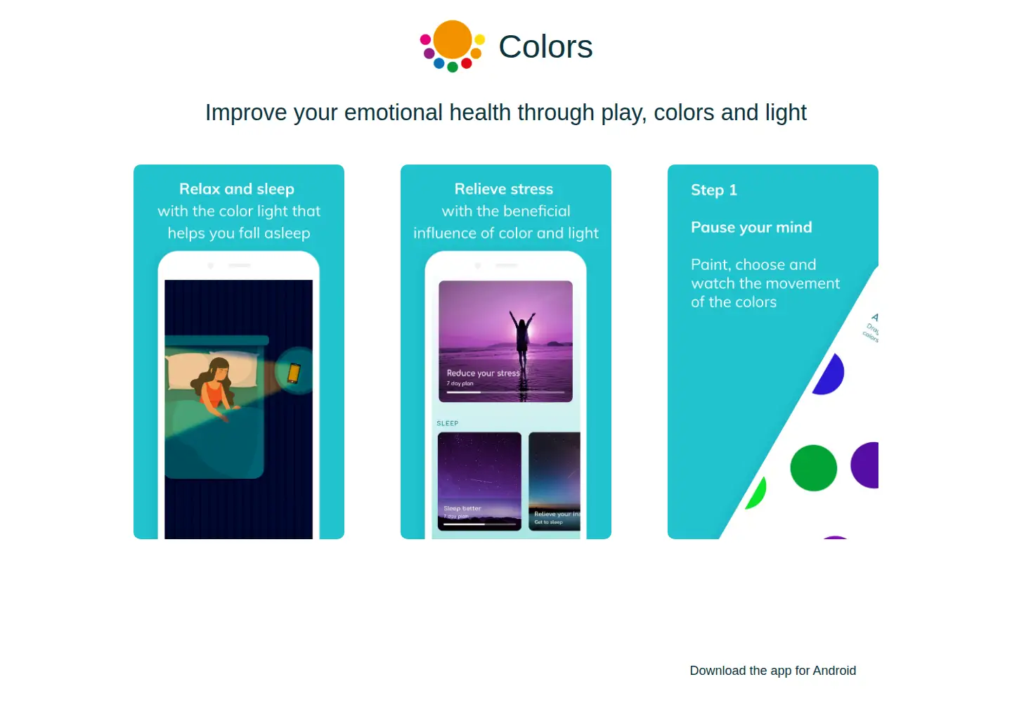 Captured homepage of colorstheapp.info in the current scan