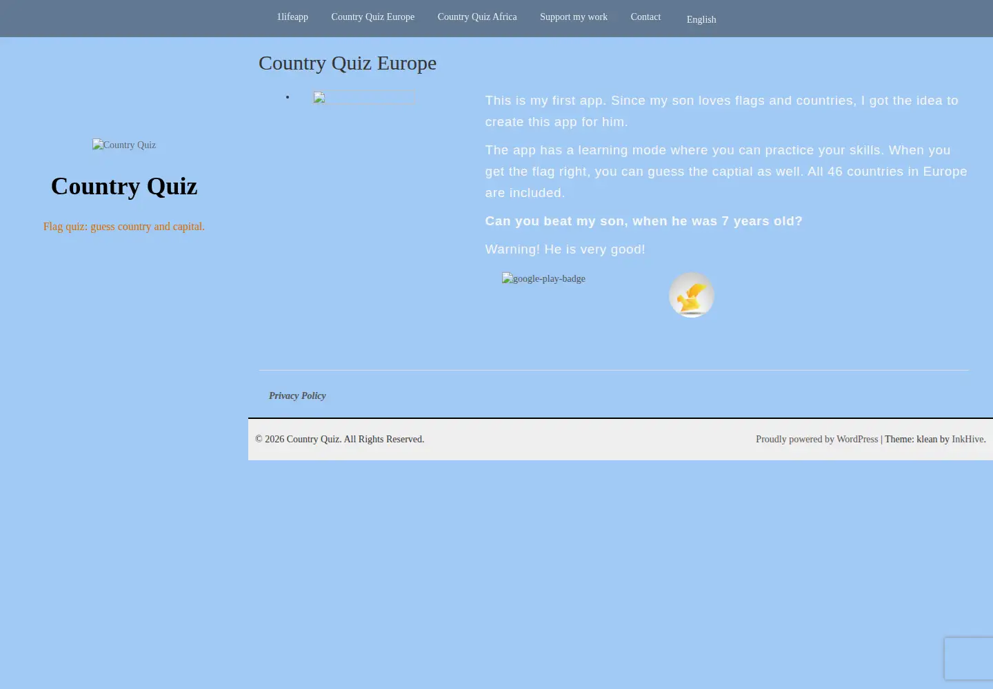 Captured homepage of countryquiz.info in the current scan