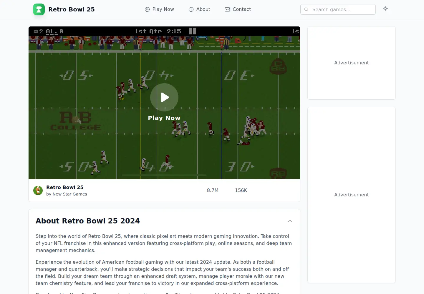 Screenshot of retrobowl25.info