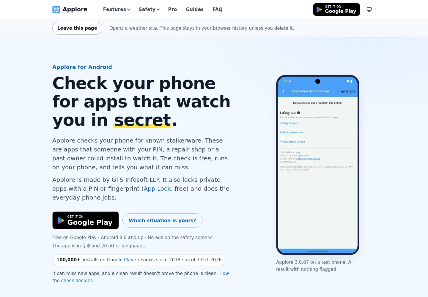 Screenshot of applore.io
