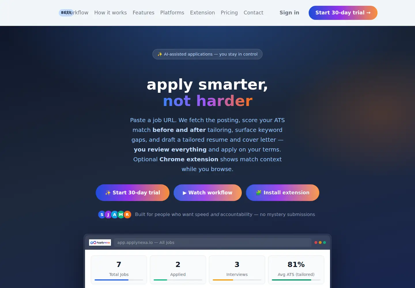 Screenshot of applynexa.io