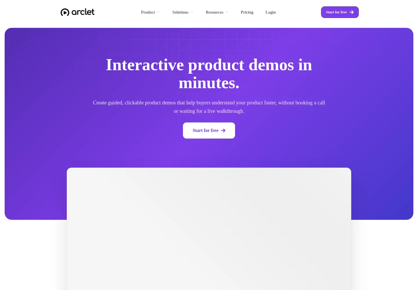 Captured homepage of arclet.io in the current scan