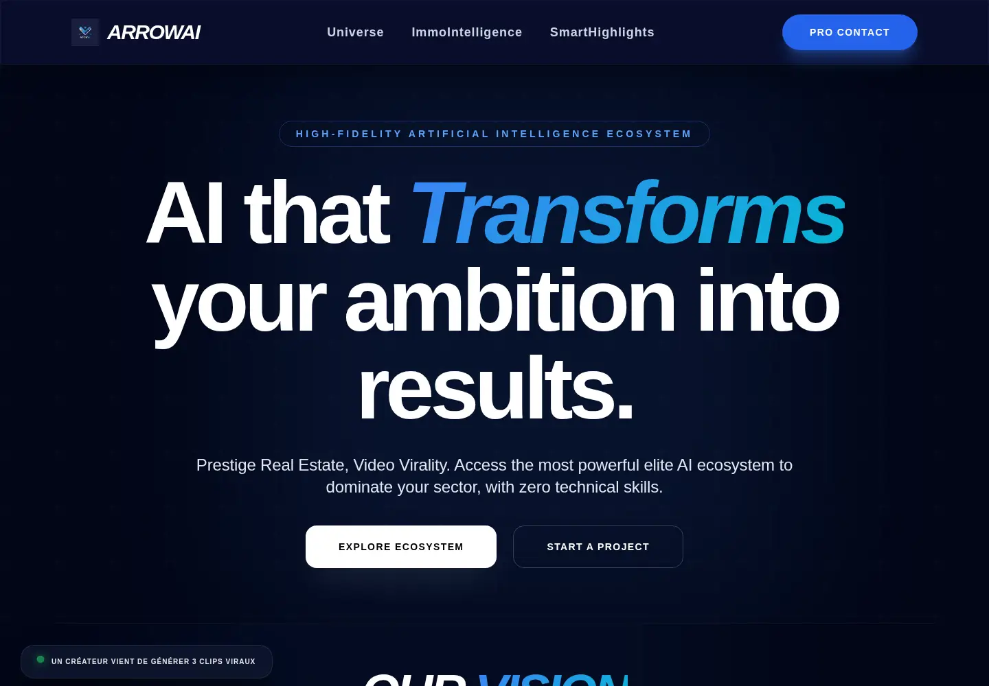Captured homepage of arrowai.io in the current scan
