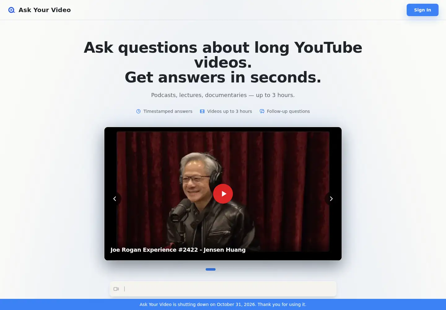 Captured homepage of askyourvideo.io in the current scan