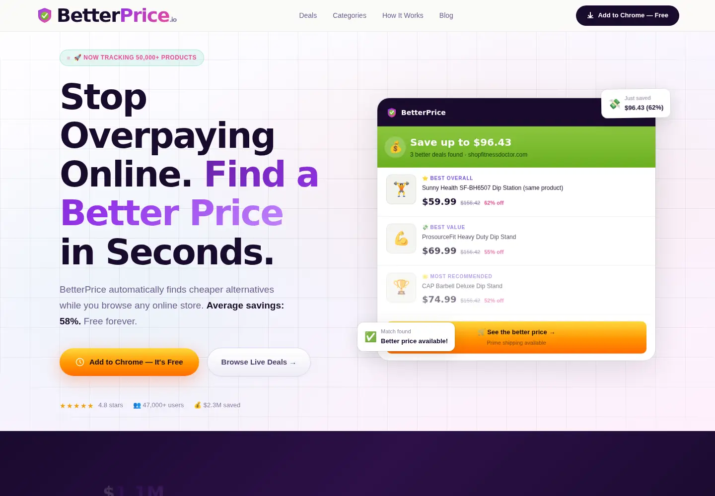 Captured homepage of betterprice.io in the current scan