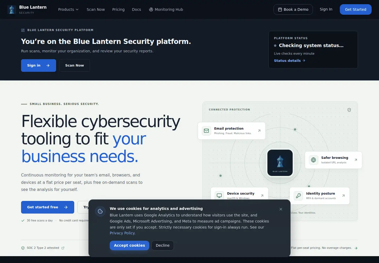 Screenshot of bluelanternsecurity.io
