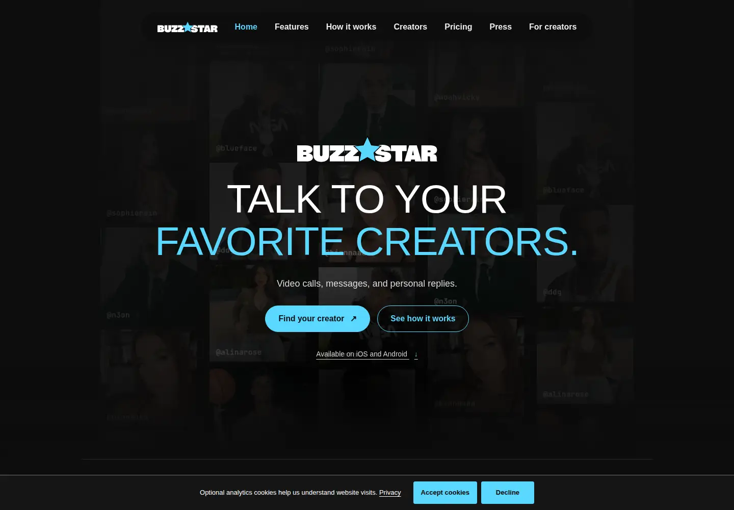 Screenshot of buzzstar.io
