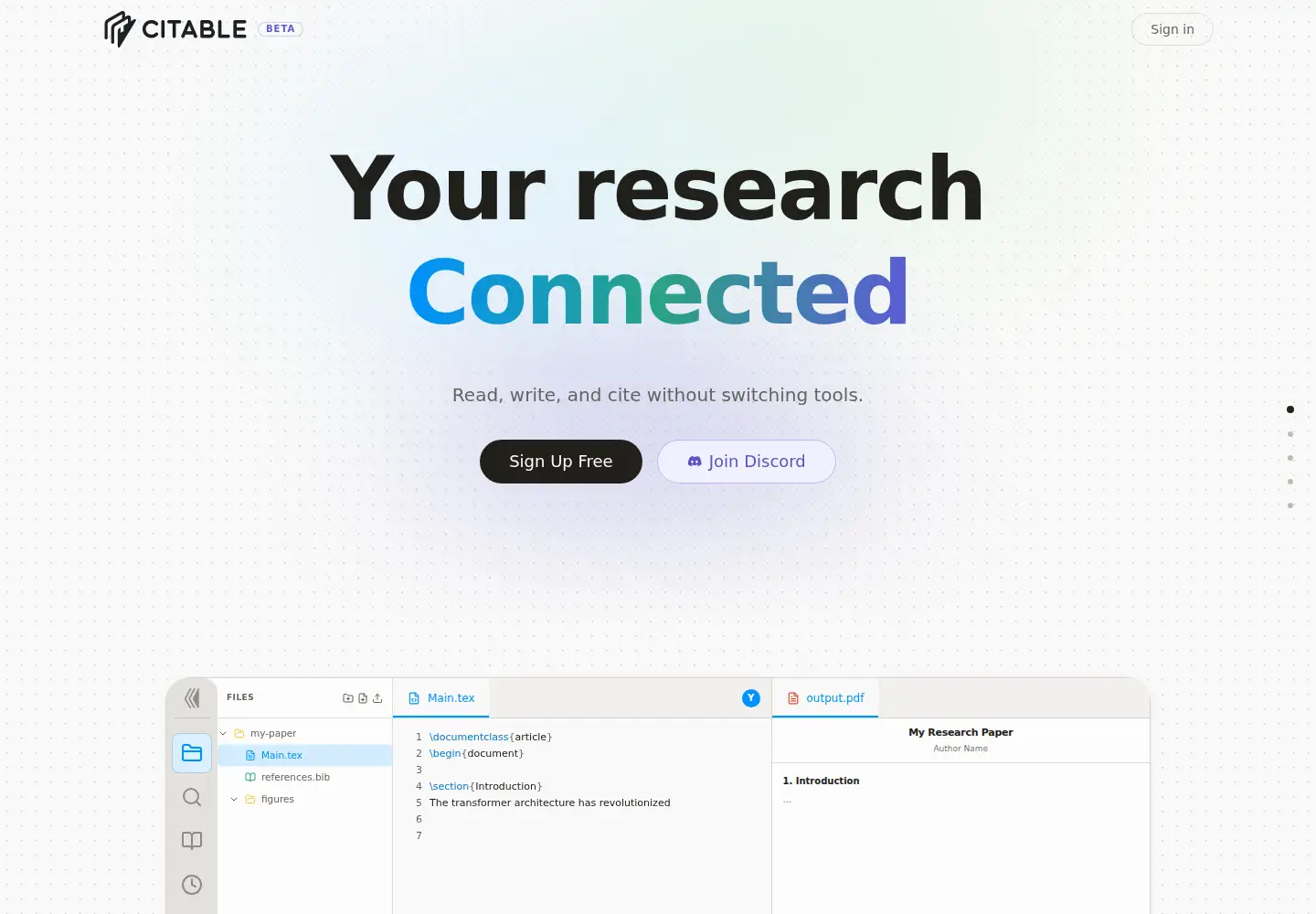 Screenshot of citable.io