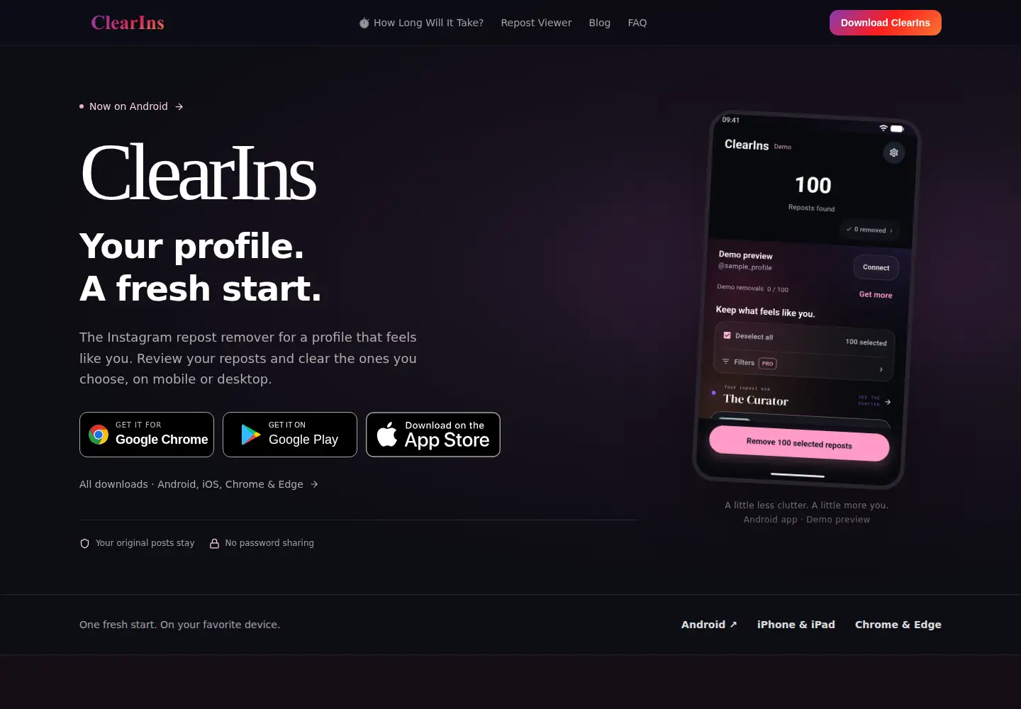 Captured homepage of clearins.io in the current scan
