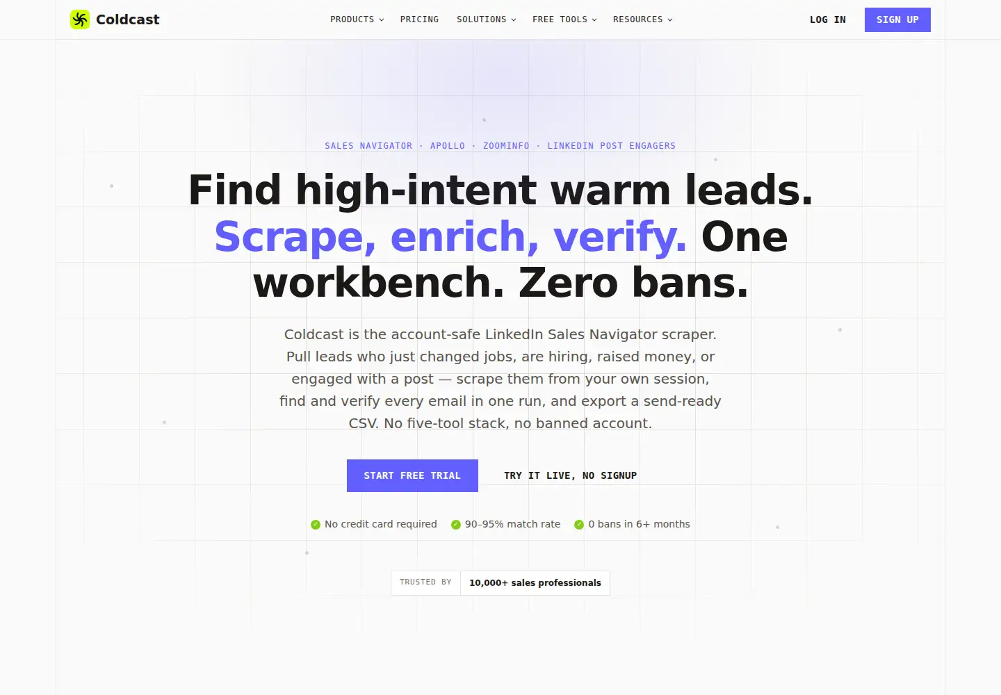 Screenshot of coldcast.io