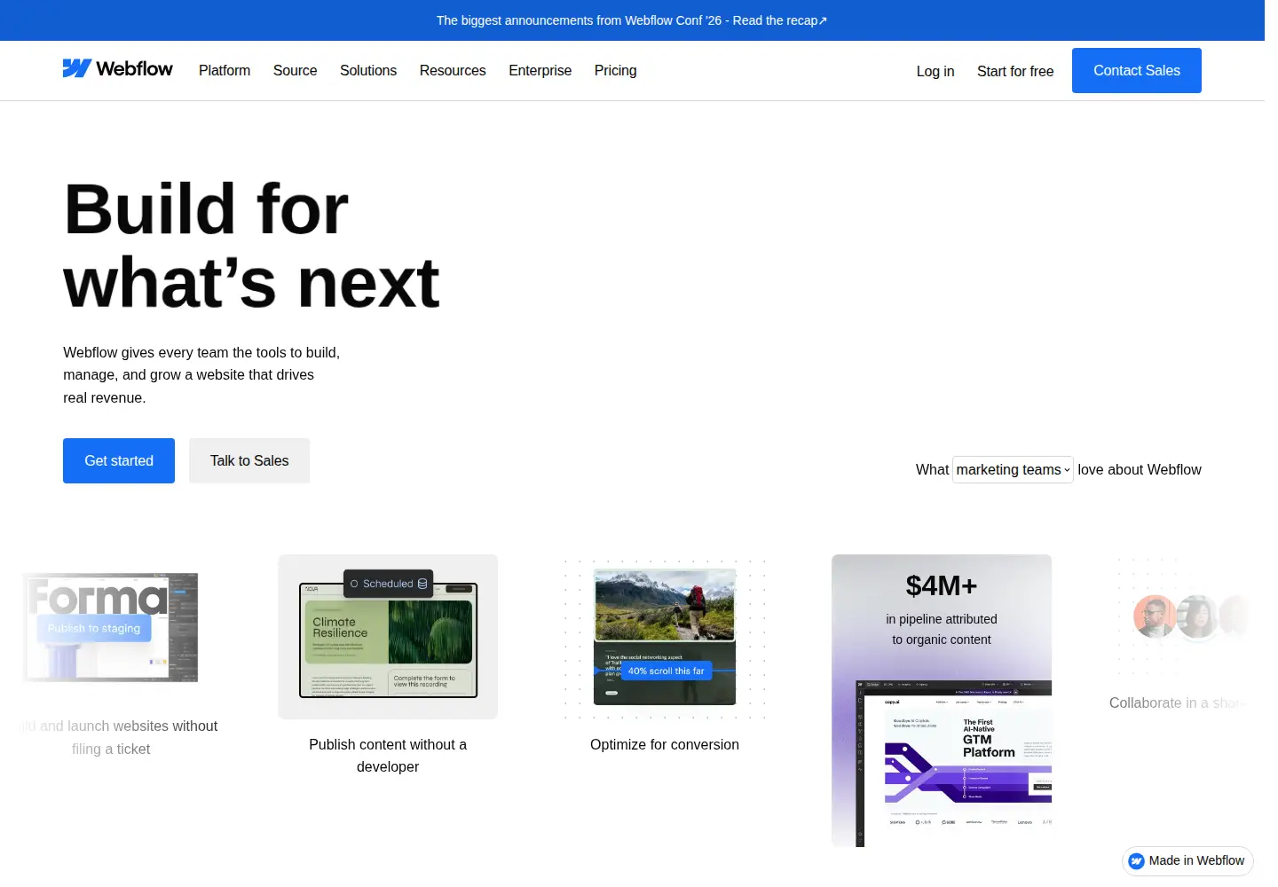 Screenshot of webflow.io