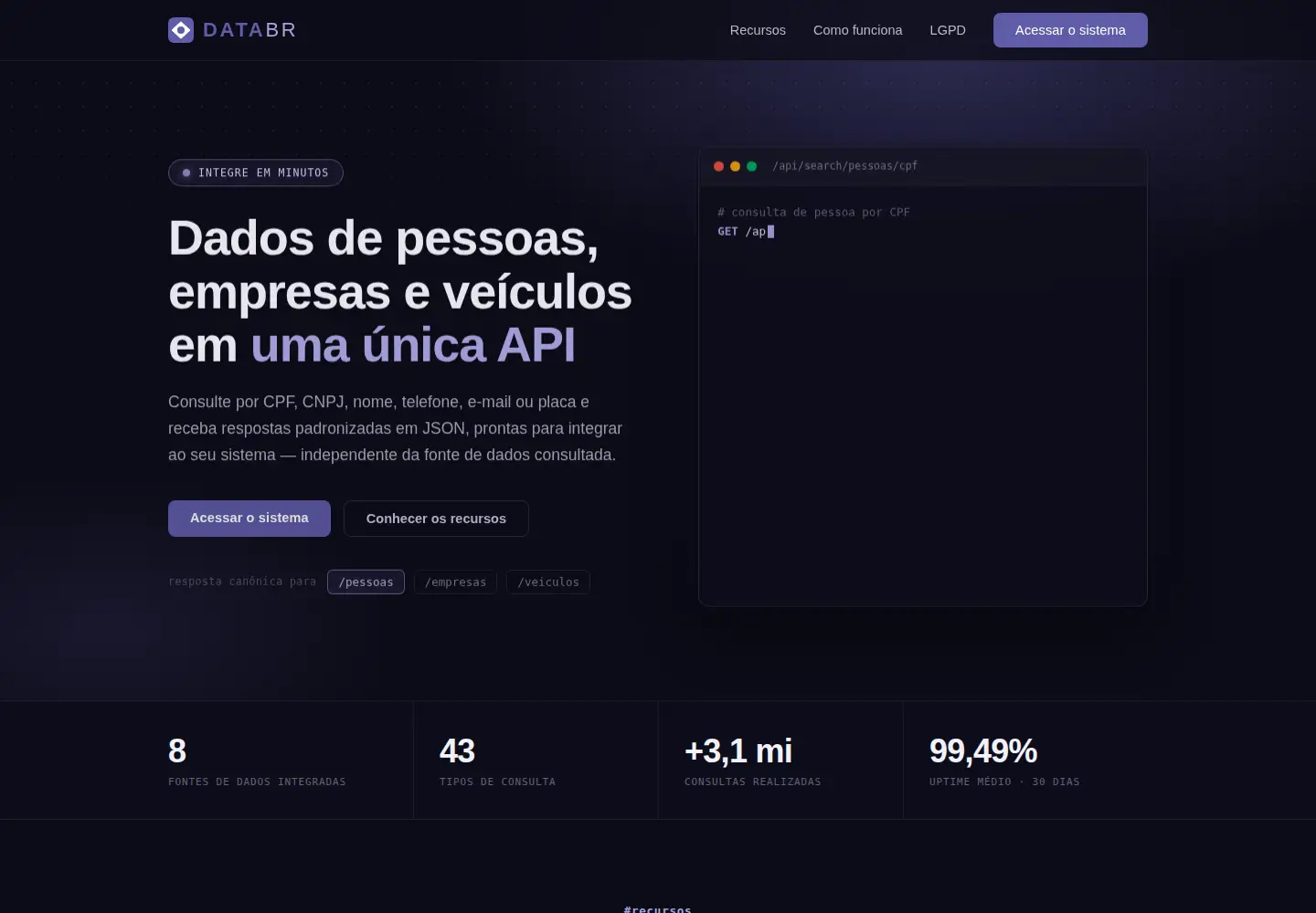 Captured homepage of databr.io in the current scan
