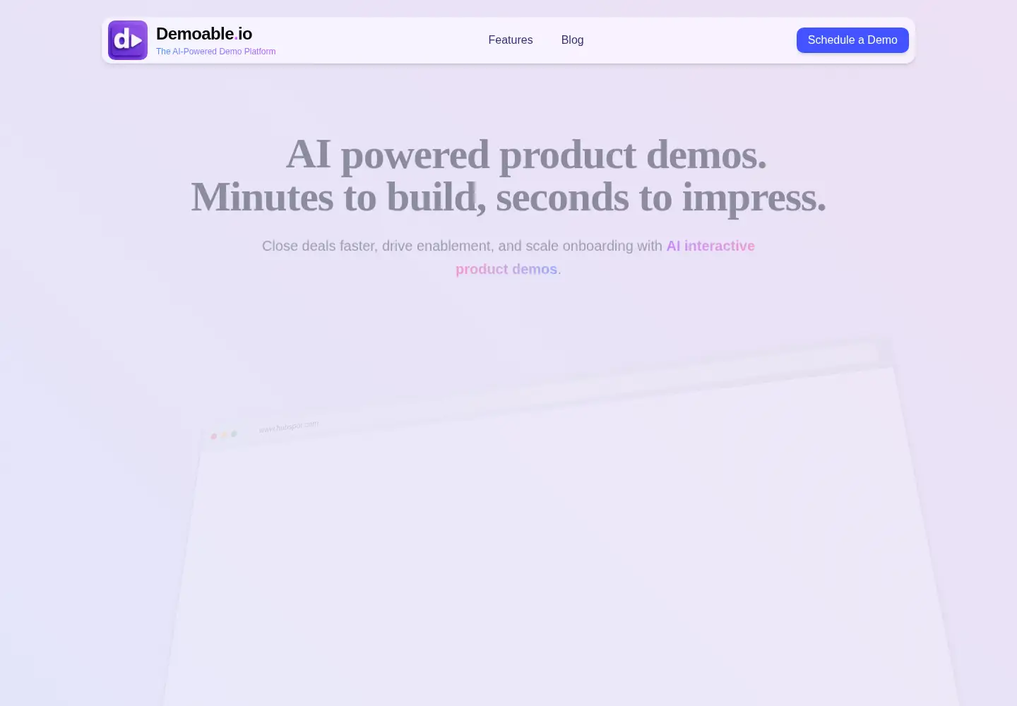 Captured homepage of demoable.io in the current scan