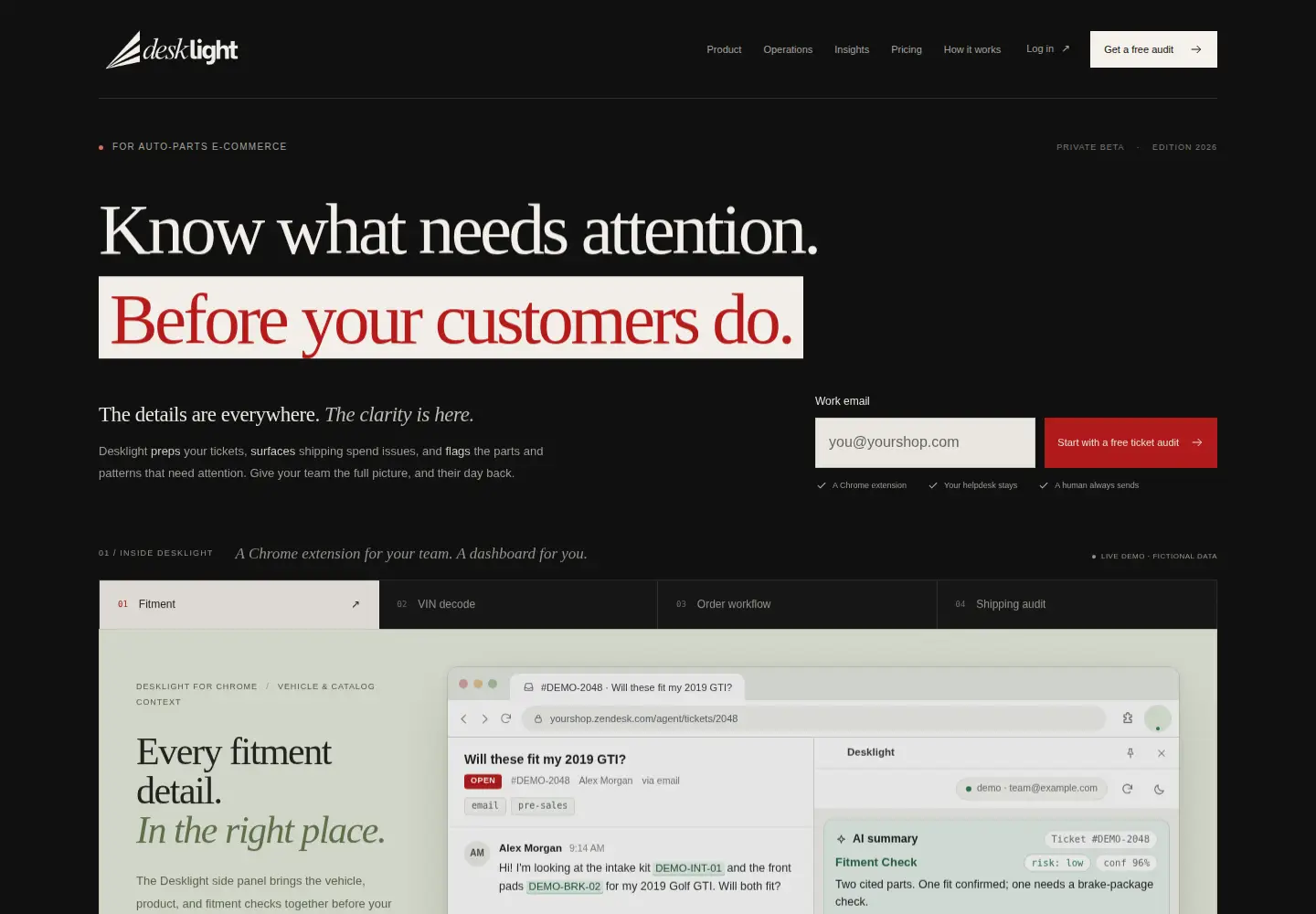 Captured homepage of desklight.io in the current scan