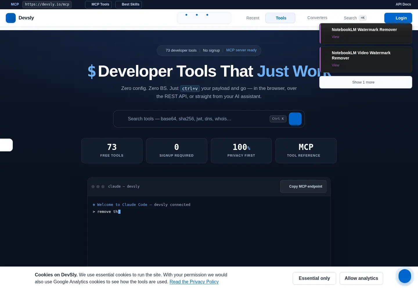 Screenshot of devsly.io