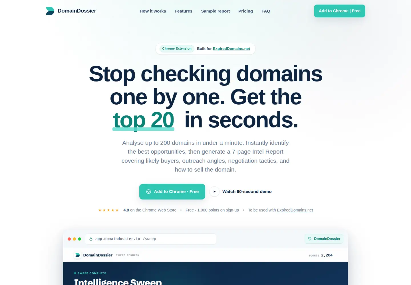 Screenshot of domaindossier.io