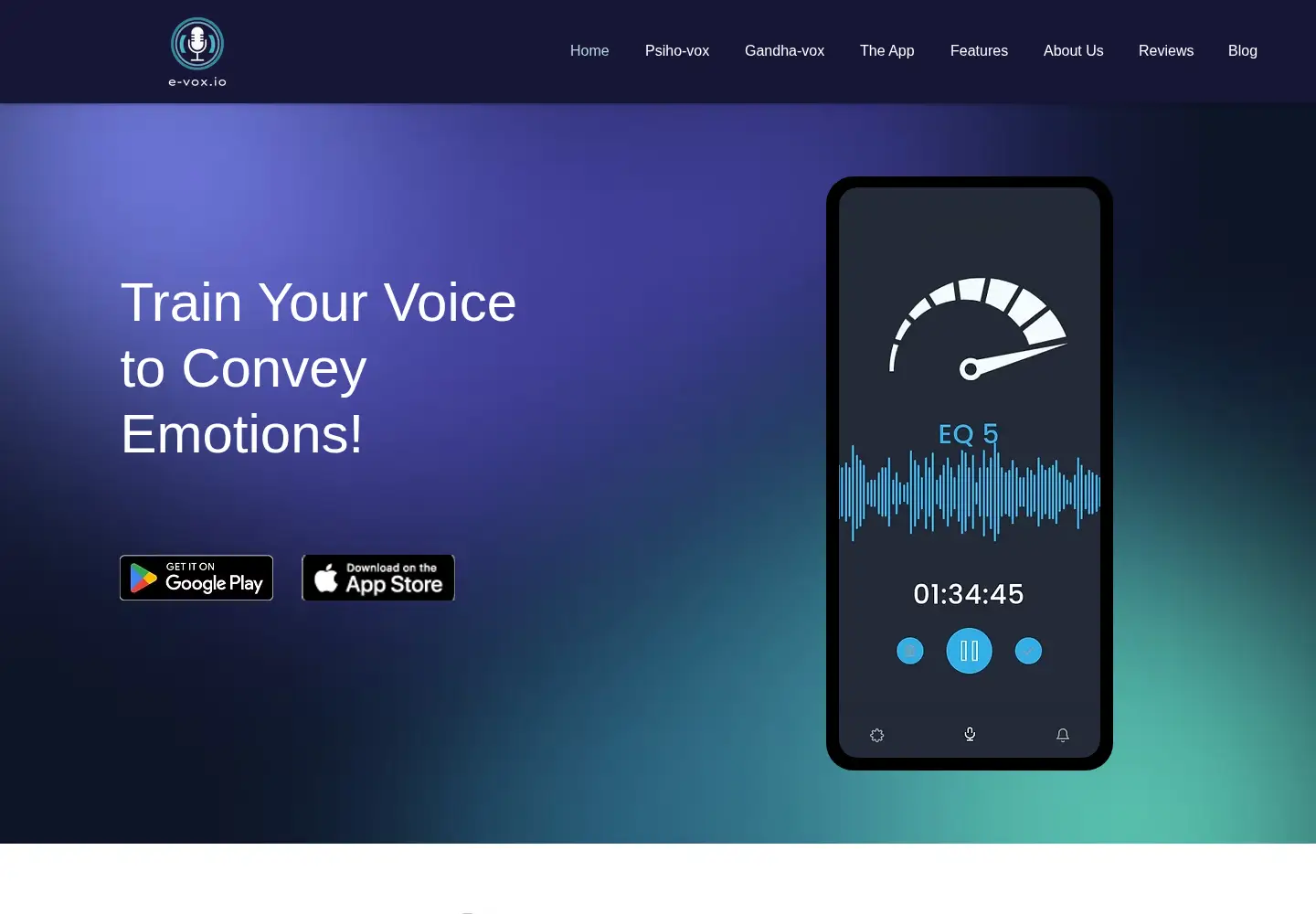 Captured homepage of e-vox.io in the current scan