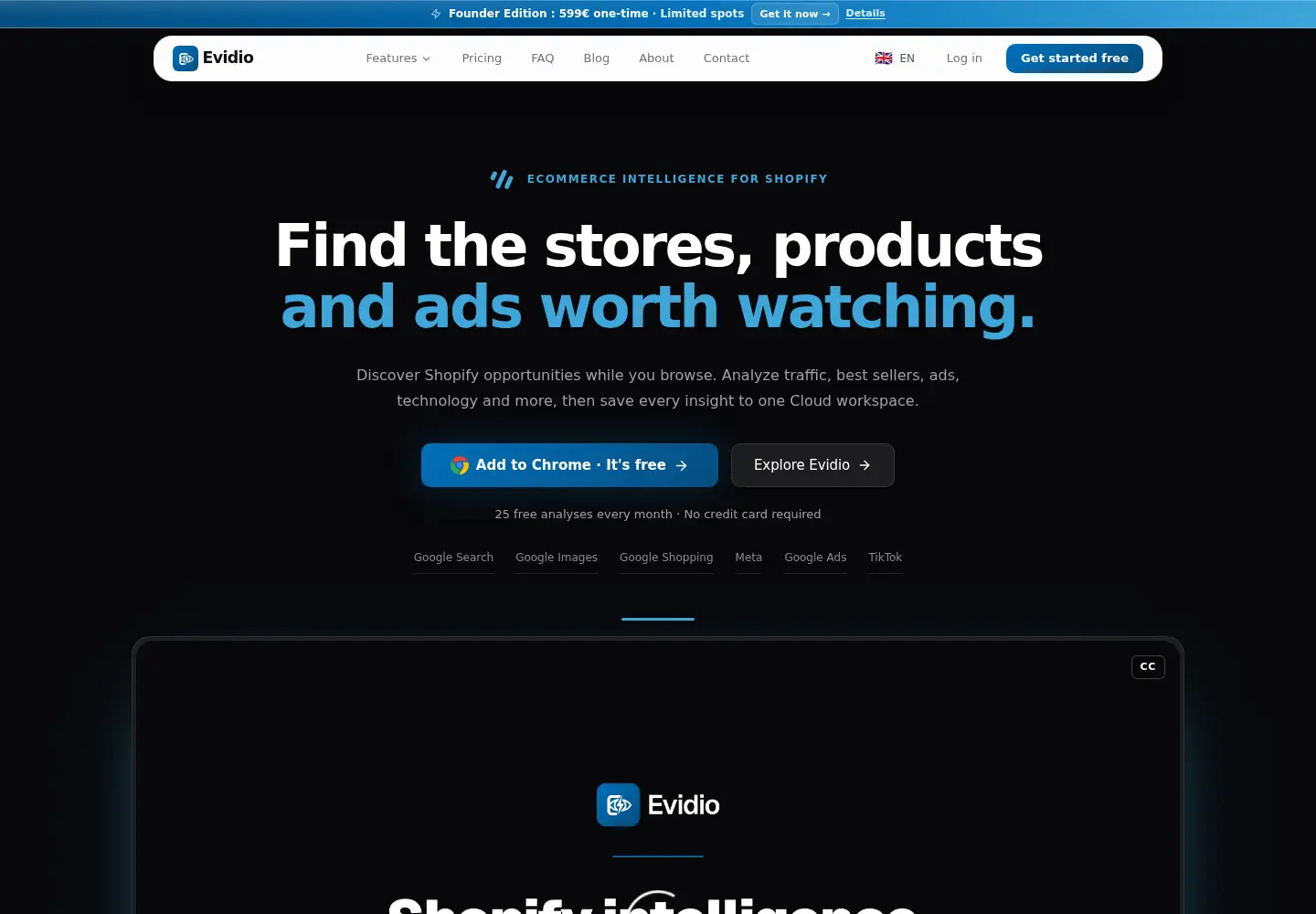 Captured homepage of evidio.io in the current scan