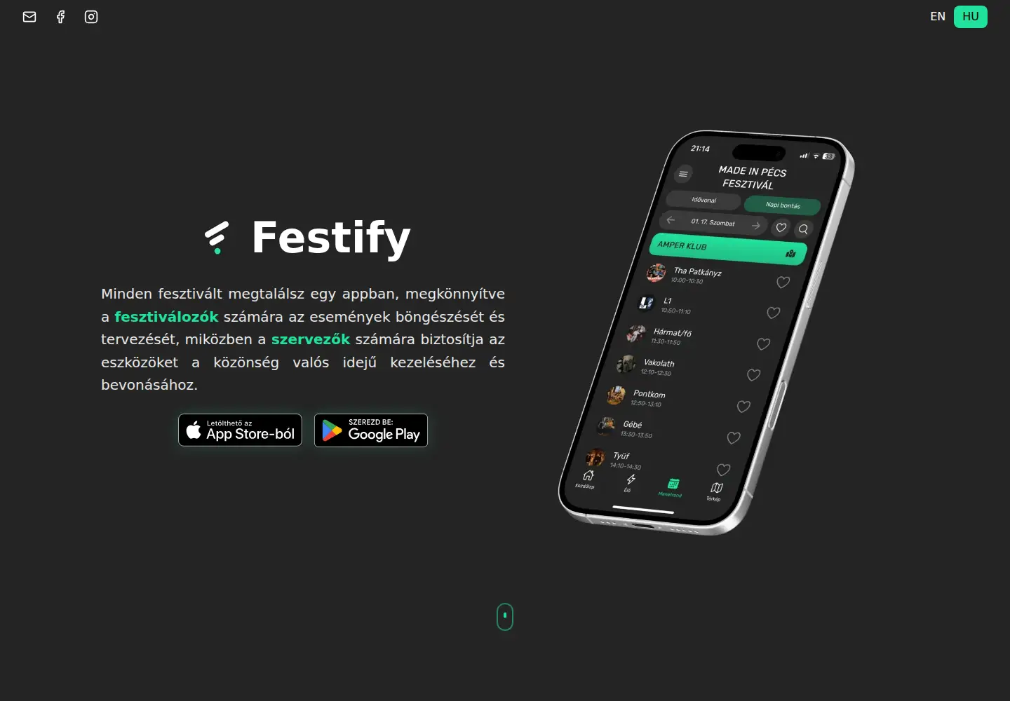Captured homepage of festify.io in the current scan
