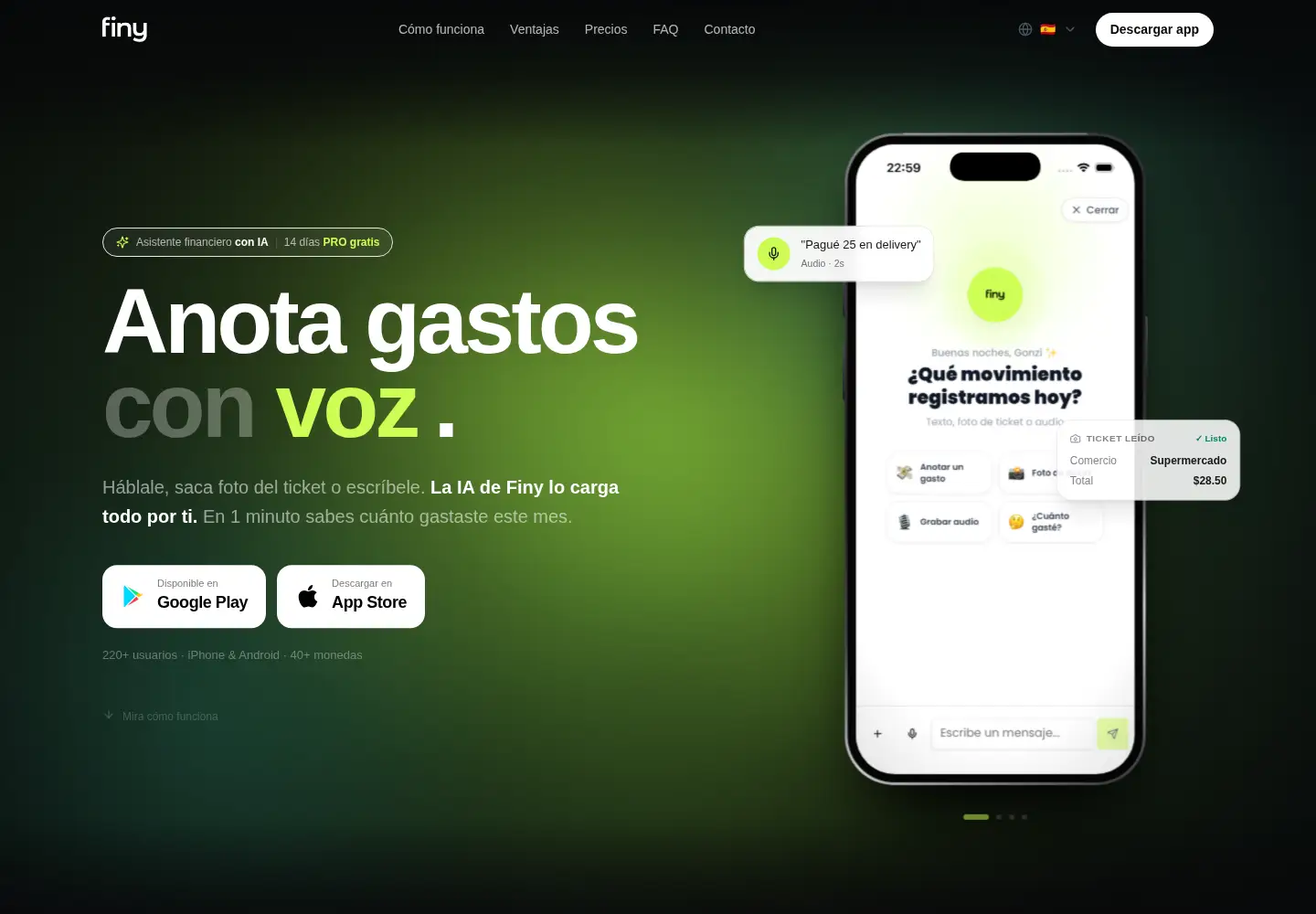 Captured homepage of finyapp.io in the current scan