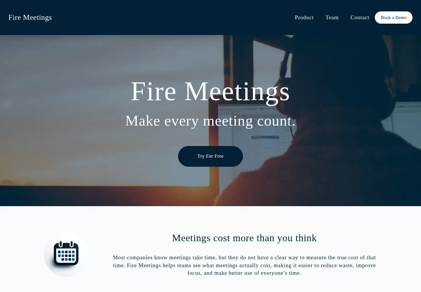 Screenshot of firemeetings.io