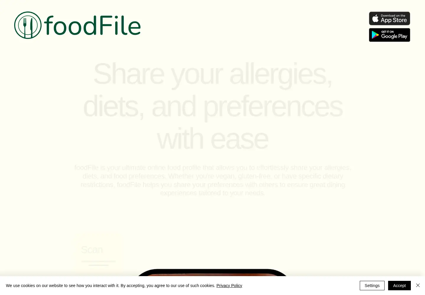 Screenshot of foodfile.io