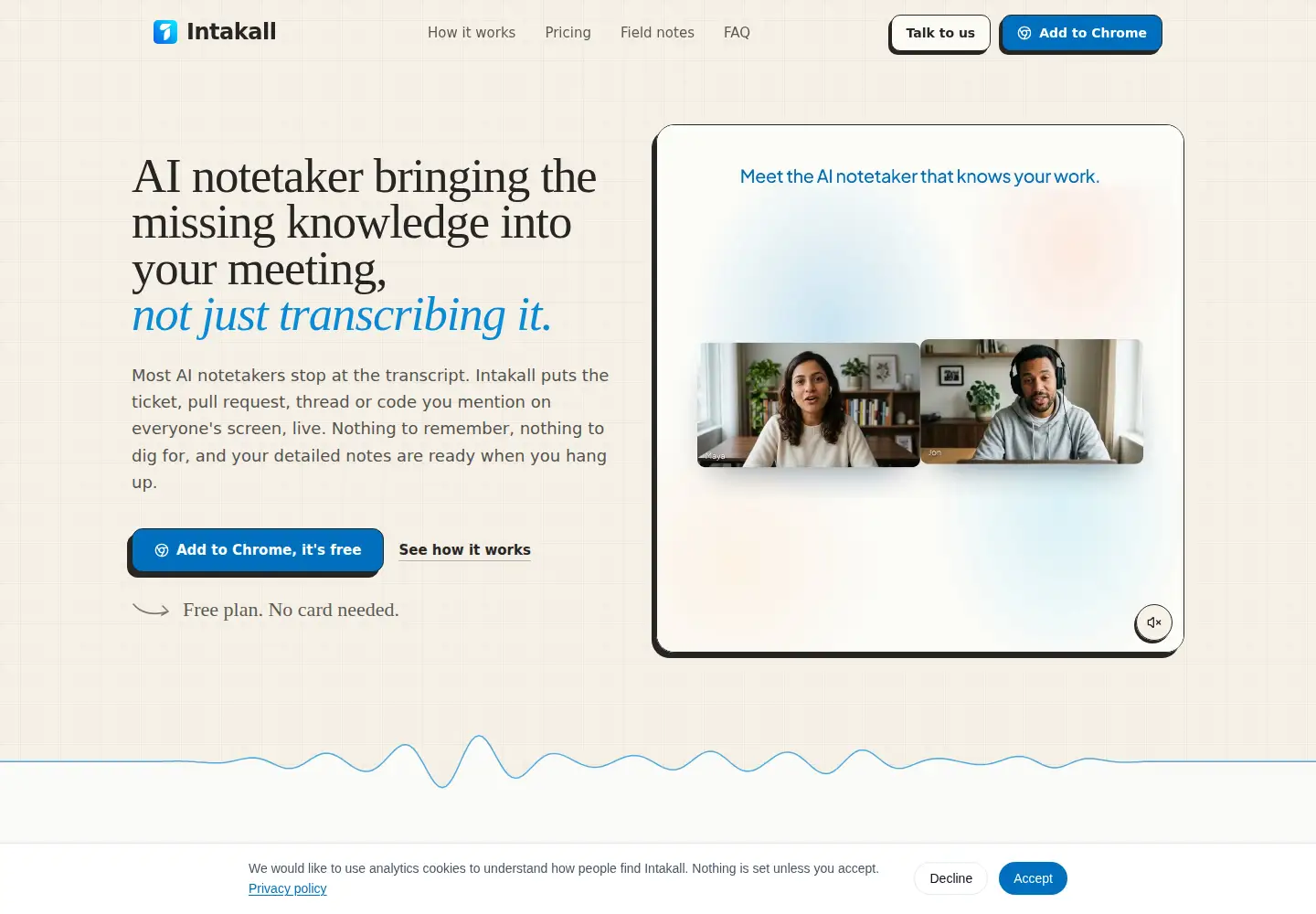 Captured homepage of intakall.io in the current scan