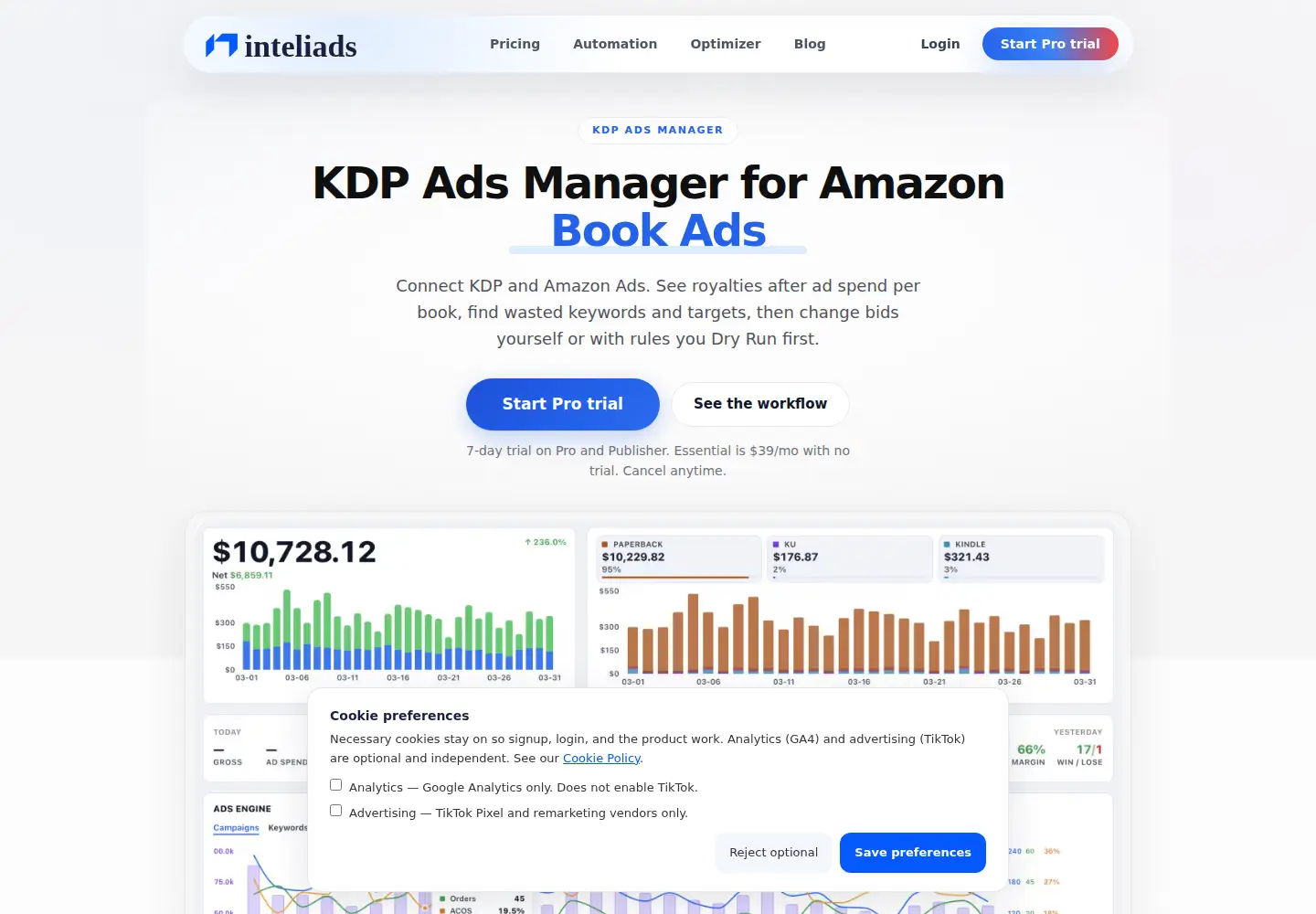 Captured homepage of inteliads.io in the current scan