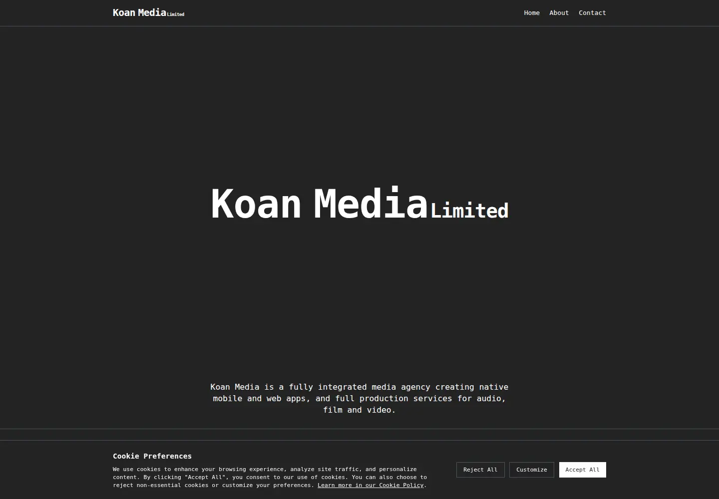 Captured homepage of koanmedia.io in the current scan