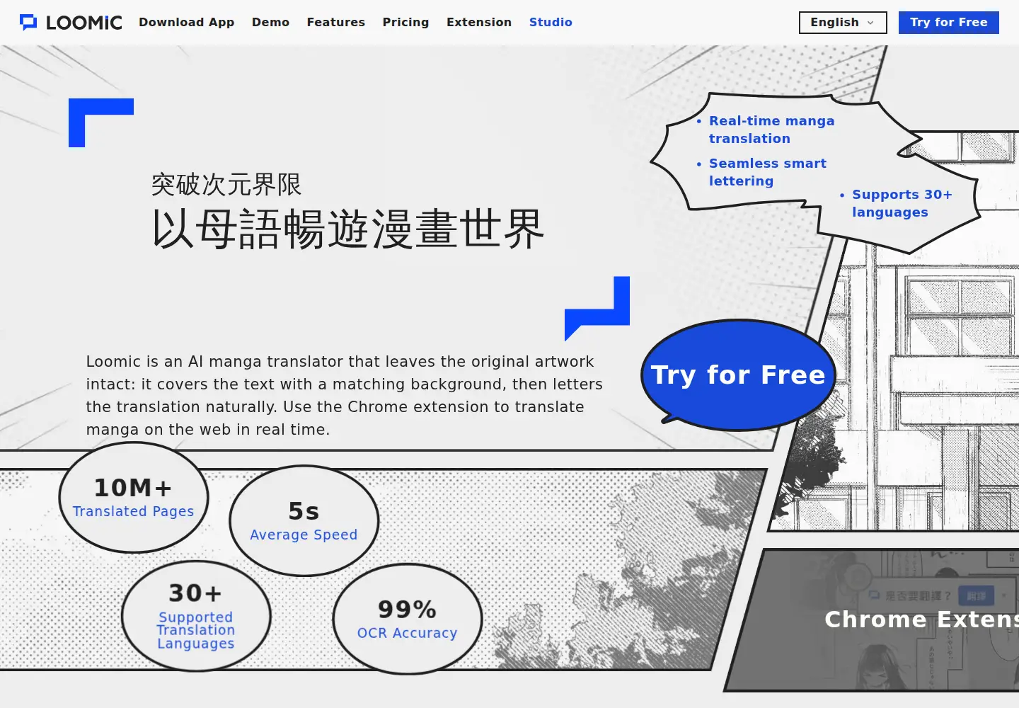 Captured homepage of loomic.io in the current scan