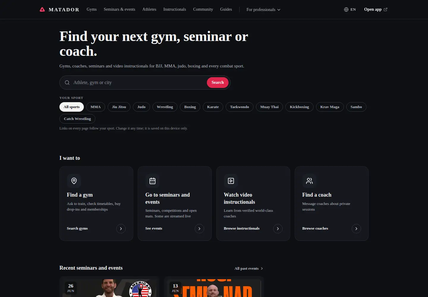 Captured homepage of matadorapp.io in the current scan