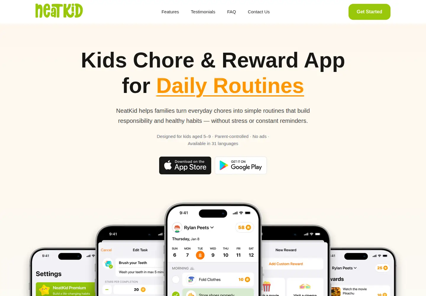 Screenshot of neatkid.io