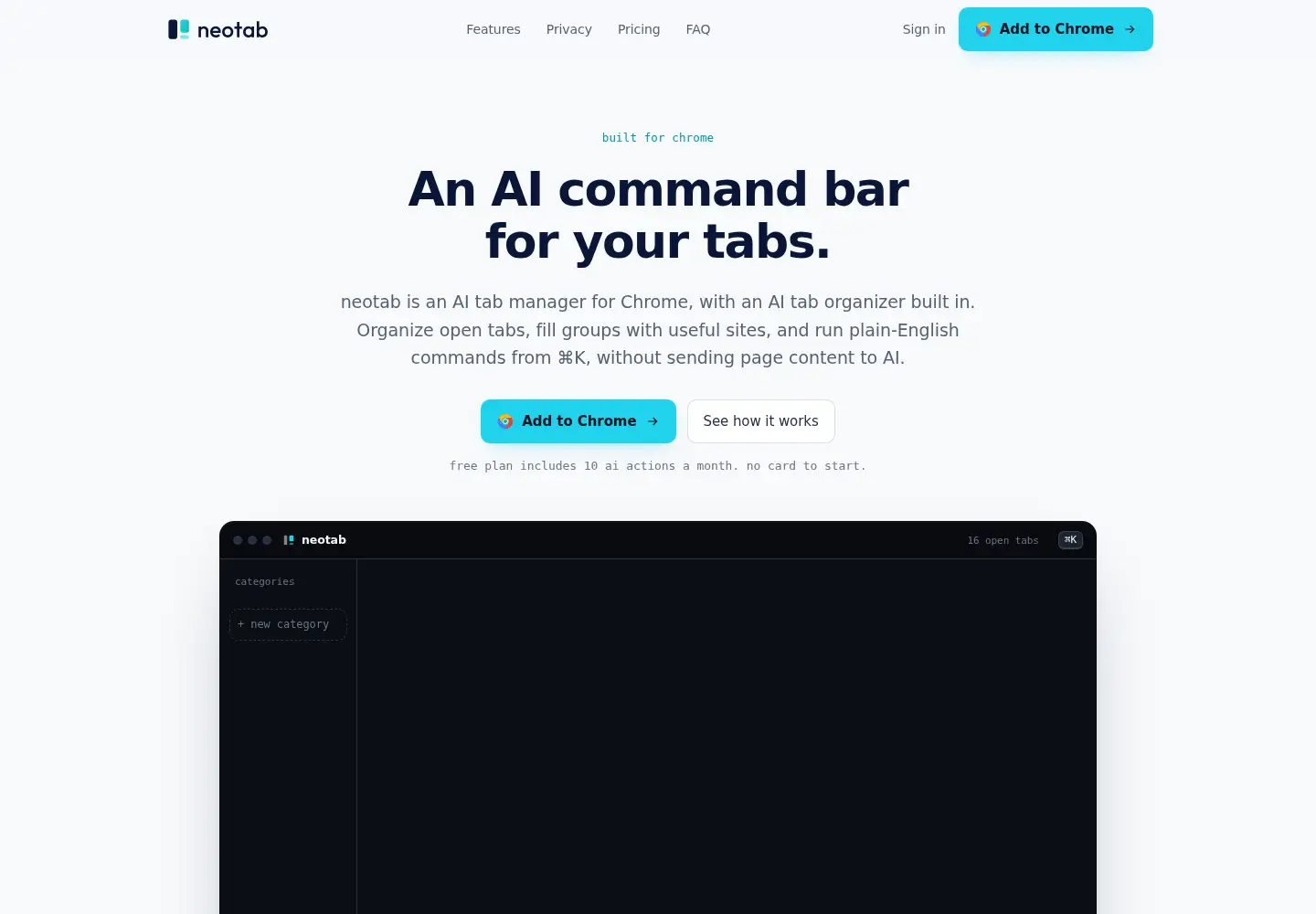 Captured homepage of neotab.io in the current scan