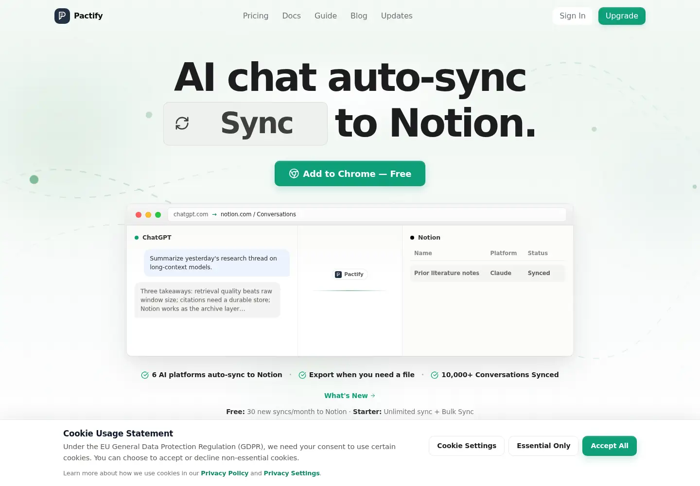 Screenshot of pactify.io