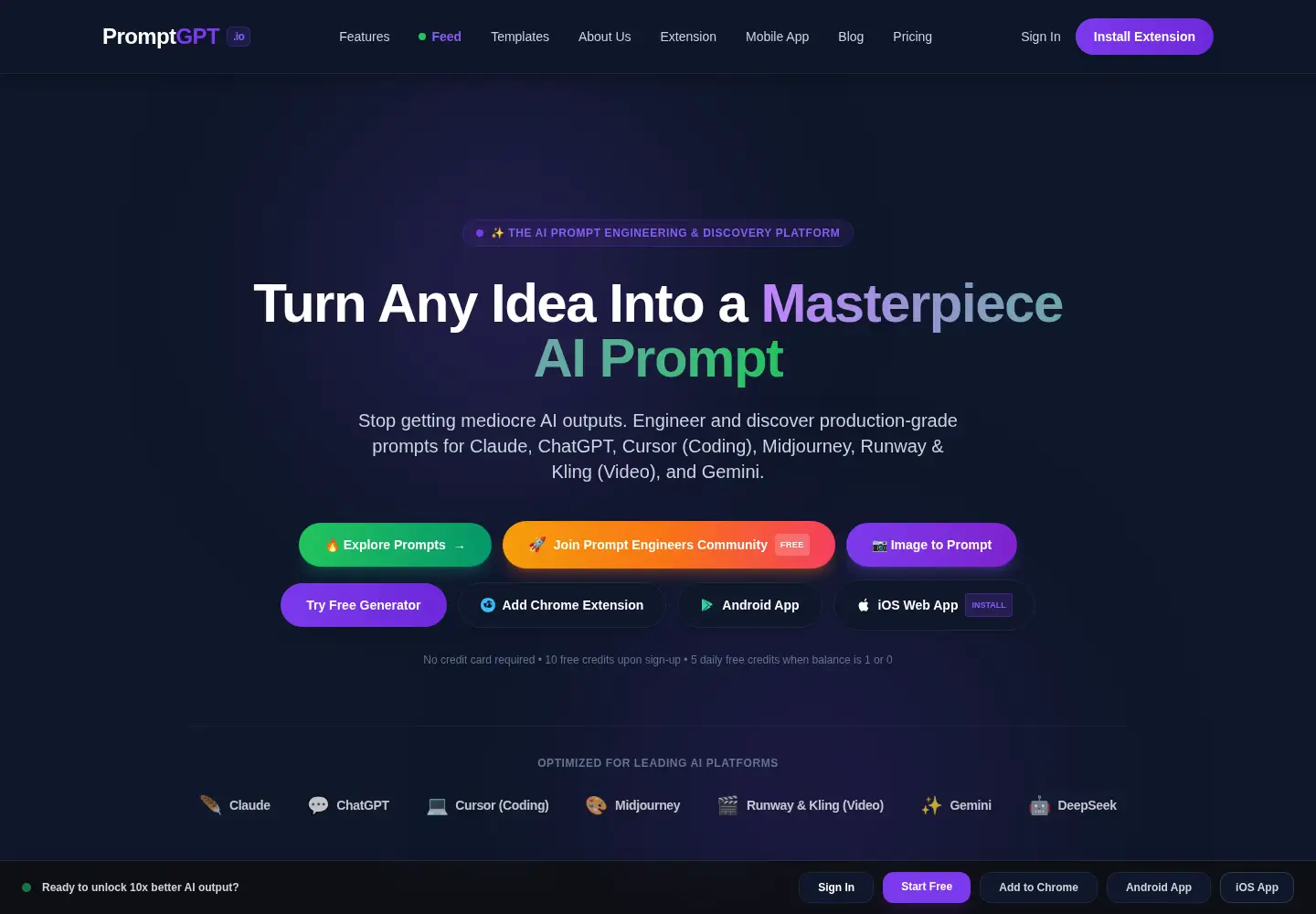 Captured homepage of promptgpt.io in the current scan