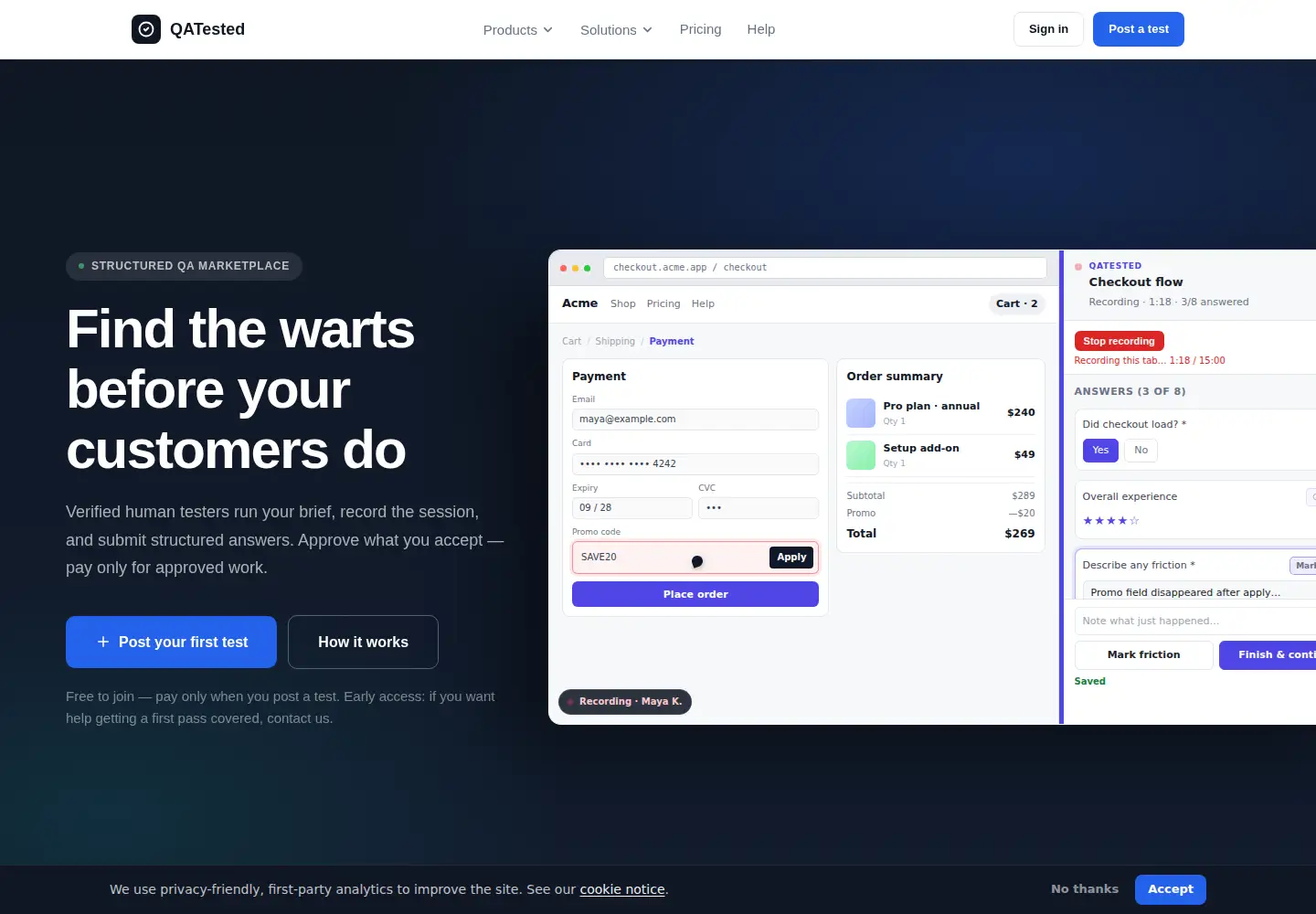 Screenshot of qatested.io