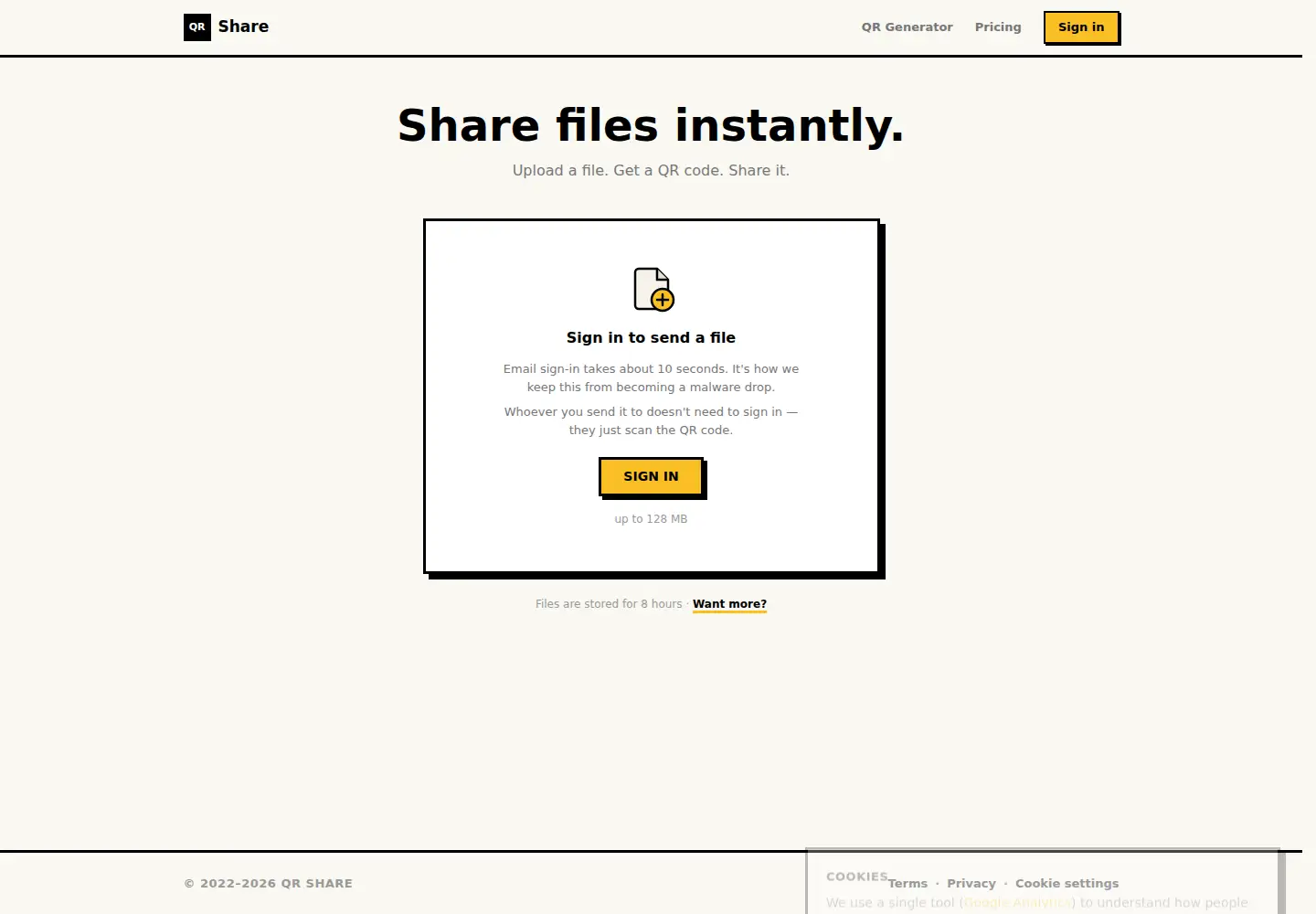 Screenshot of qrshare.io