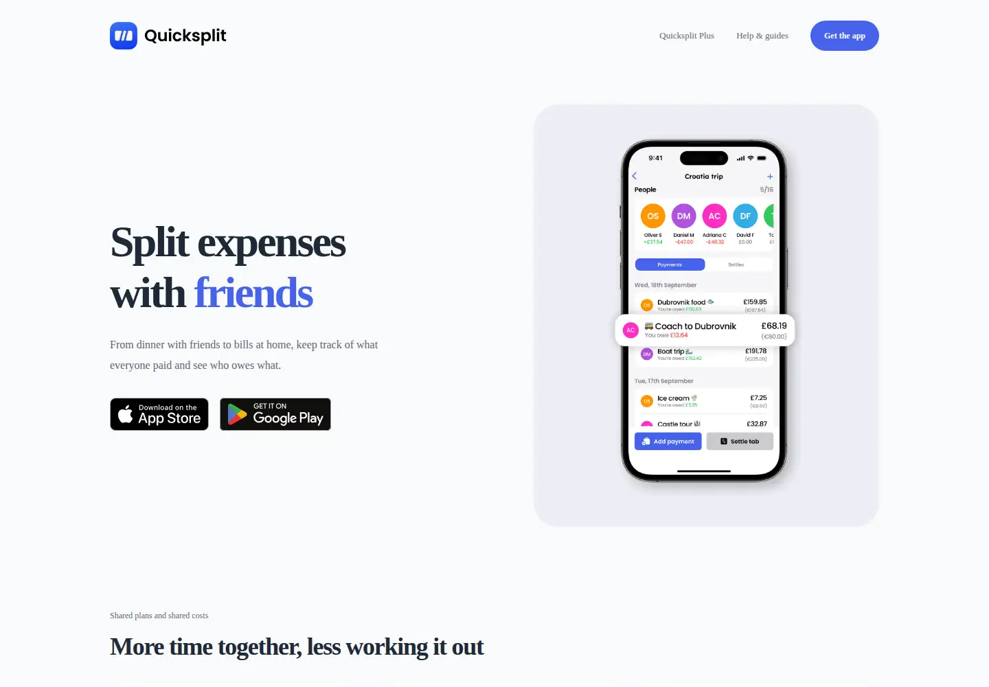 Captured homepage of quicksplit.io in the current scan